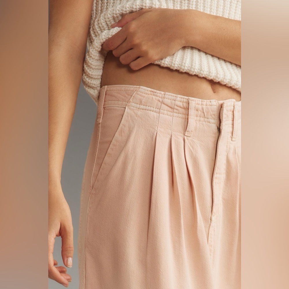 NWT Size 16 - Anthropologie Pilcro Slouchy Trouser Maxi Skirt in pale pink - Picture 4 of 16